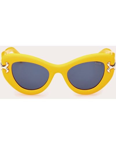 Emilio Pucci Fishtail Logo Cat-eye Sunglasses - Yellow
