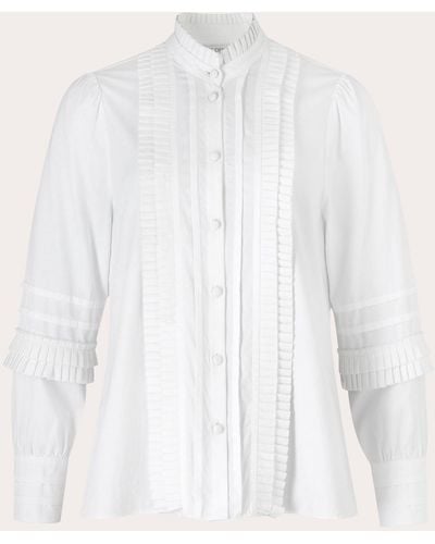 E.L.V. Denim E. L.v. Denim Marnie Pintucked Shirt - White
