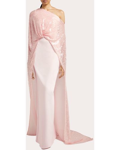 Safiyaa Cadenza Sequin Cape Gown - Pink