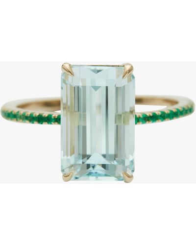 Yi Collection Aquamarine And Emerald Spring Ring - Green
