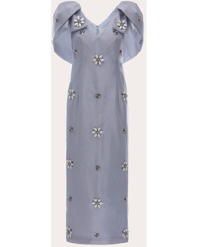 Huishan Zhang Rosella Crystal Taffeta Dress - Blue