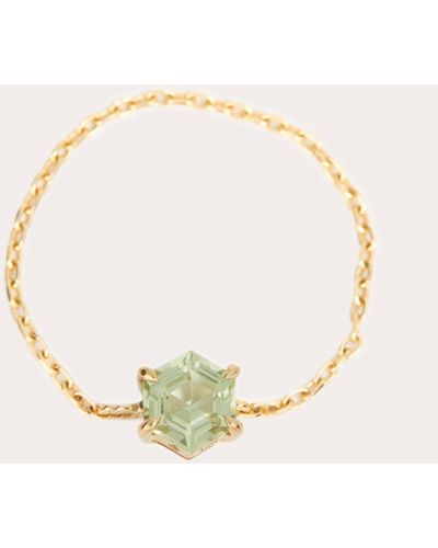 Yi Collection Mint Tourmaline Hexagon Chain Petite Ring 14k Gold - Green