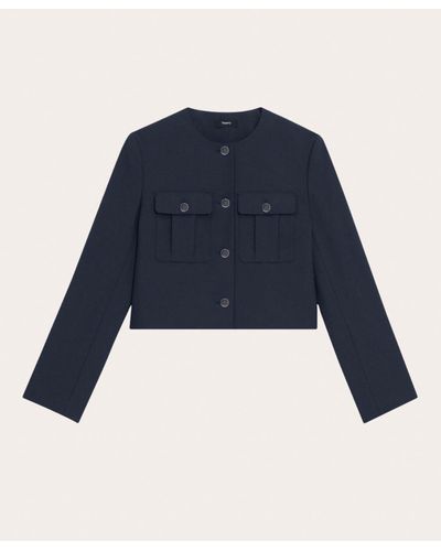 Theory Cropped Military Jacket - Blue