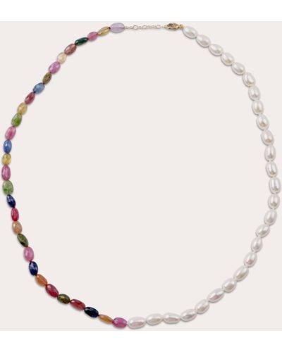 JIA JIA Faceted Rainbow Sapphire & Freshwater Pearl Union Necklace - Natural