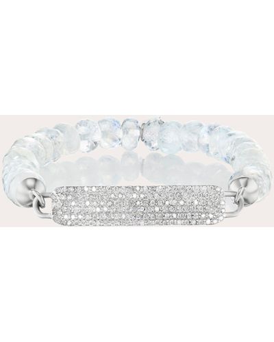 Sheryl Lowe Rainbow Moonstone & Diamond Pavé Id Bracelet - Natural