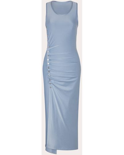 Rabanne Asymmetric Ruched Midi Dress - Blue
