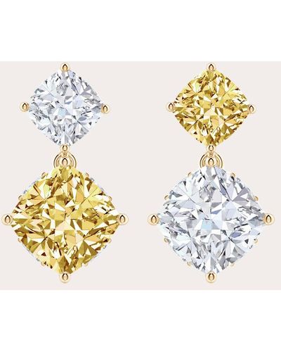 Natori Yellow & White Diamond Two-stone Drop Earrings - Metallic