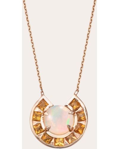 JOLLY BIJOU Citrine & Opal Moon Pendant Necklace - Metallic