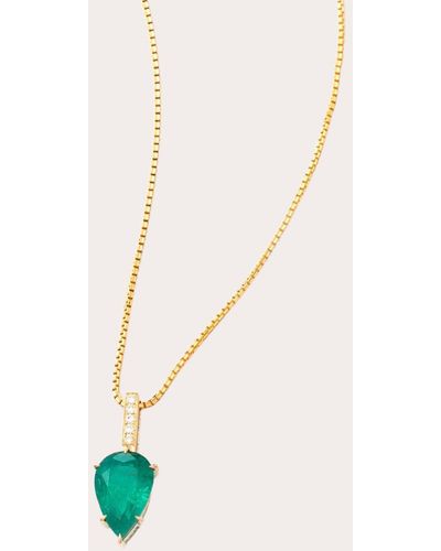 Yi Collection Emerald & Diamond Arrow Pendant Necklace - White