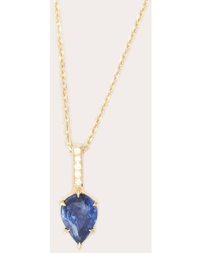 Yi Collection Ceylon Sapphire & Diamond Arrow Pendant Necklace - Blue