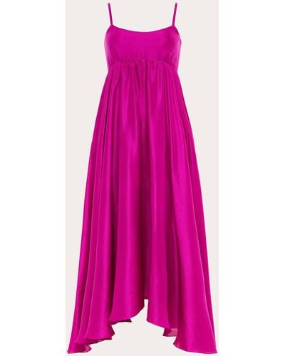 Azeeza Rachel Raw Silk Midi Dress - Pink