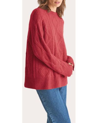 Loop Cashmere Crewneck Cable Sweater - Red