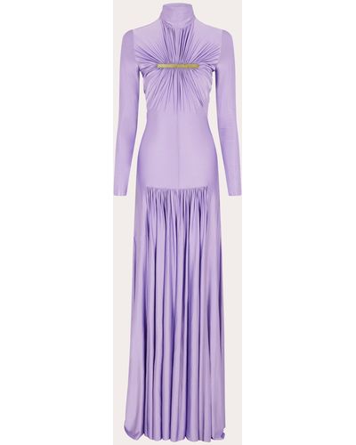 Rabanne Ruched Metal Plate Maxi Dress - Purple