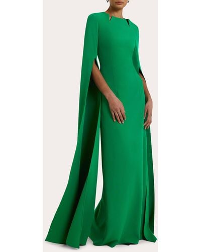 Safiyaa Talin Cape-sleeve Gown - Green