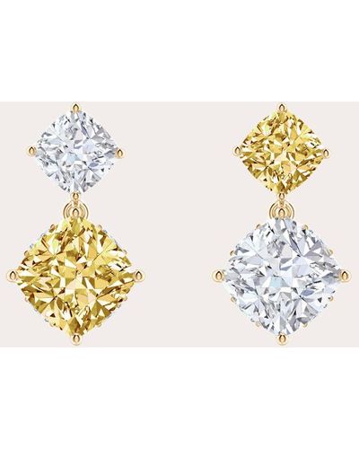 Natori Small Yellow & White Diamond Two-stone Drop Earrings - Metallic