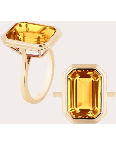 Goshwara Citrine Emerald-cut Bezel Ring - Metallic