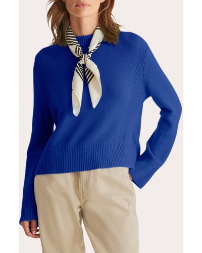 Loop Cashmere Cropped Knit Sweatshirt - Blue