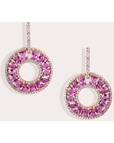 Sanjay Kasliwal Herish Sapphire And Diamond Earrings 18k Gold - Pink
