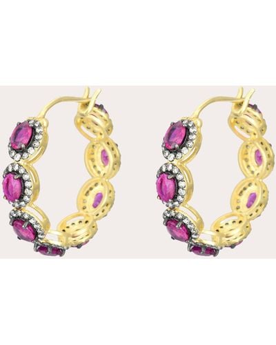 Amrapali Ruby & 18k Gold Mini Rajasthan Hoop Earrings - Pink