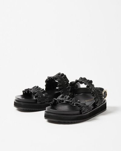 Oliver Bonas Chunky Frill Leather Sandals - Black