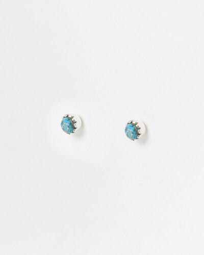 Oliver Bonas Alula Copper Turquoise Silver Stud Earrings - Blue