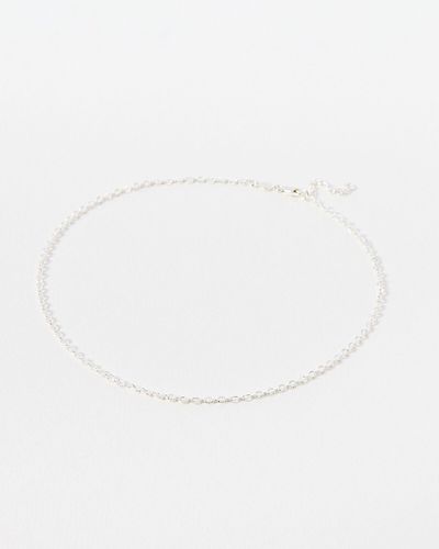 Oliver Bonas Awel Textured Oval Chain Necklace - White