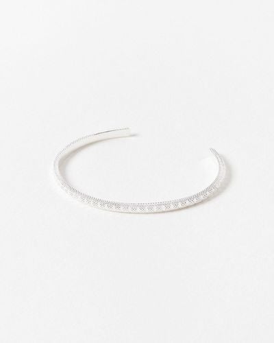 Oliver Bonas Ray Textured Silver Cuff Bracelet - White