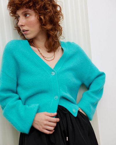 Oliver Bonas Turquoise Knitted Cardigan, Size 6 - Blue