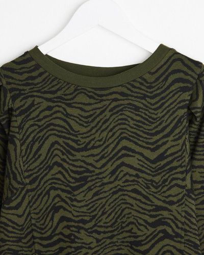 Oliver Bonas Zebra & Black Sweater Dress - Green