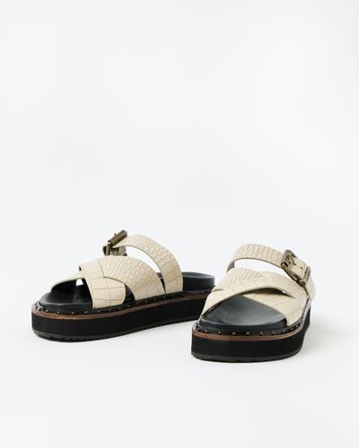ASRA Megan Croc Leather Crossover Sandals, Size Uk 3 - White