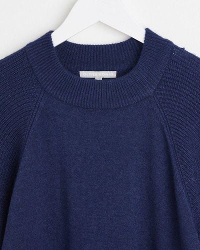 Oliver Bonas Navy Knitted Mini Sweater Dress - Blue