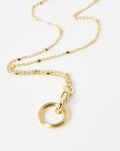 Oliver Bonas Kendra Round Charm Plated Pendant Necklace - Metallic