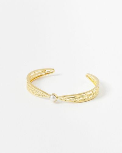 Oliver Bonas Seren Filigree Pearl Bangle - White