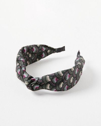 Oliver Bonas Fan Print Knot Headband - Brown