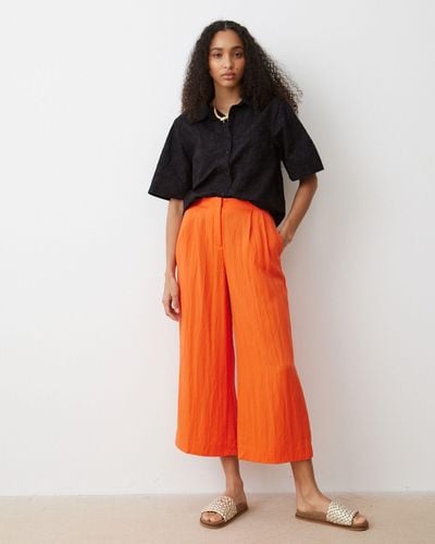 Oliver Bonas Coral Cropped Pleated Trouser, Size 6 - Orange