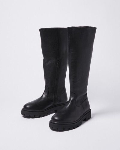 Oliver Bonas Selected Femme High Leather Boot - Black