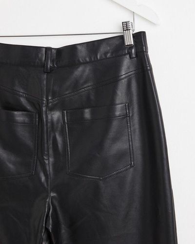 Oliver Bonas Faux Leather Tapered Leg Pants - Black