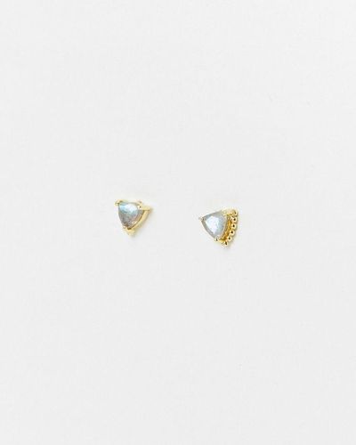 Oliver Bonas Mela Labradorite Beaded Gold Plated Stud Earrings - White