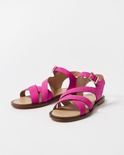 Oliver Bonas Crossover Leather Sandals - Pink