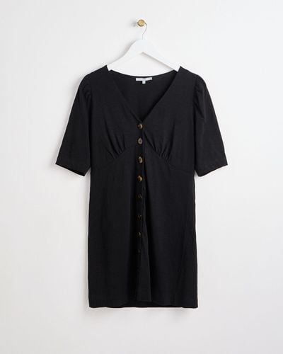 Oliver Bonas Button Up Jersey Dress, Size 6 - Black