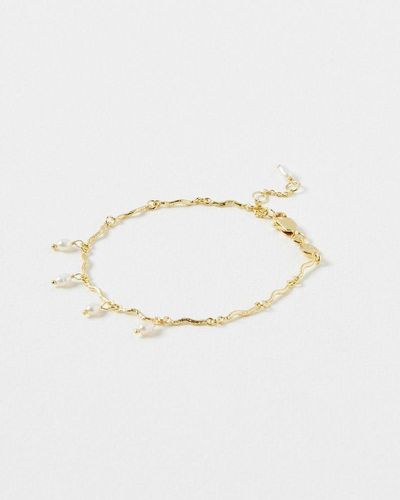 Oliver Bonas Nixie Freshwater Pearl Wavy Plated Chain Bracelet - White