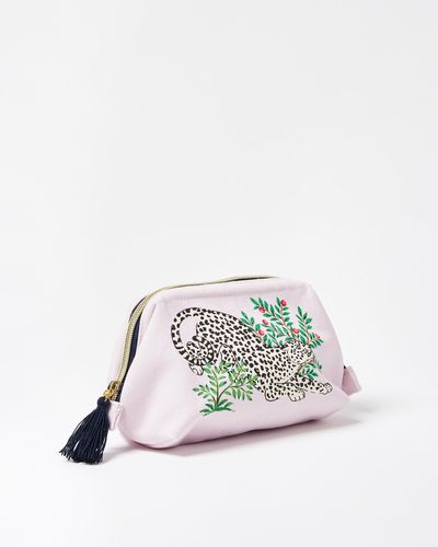 Oliver Bonas Snow Leopard Pink Make Up Bag - Multicolour