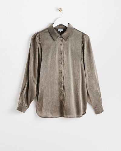 Oliver Bonas Metallic Shirt, Size 8 - Brown