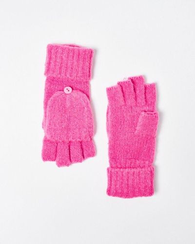Oliver Bonas Knitted Fingerless Gloves - Pink