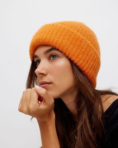 Oliver Bonas Orange Rib Knitted Beanie Hat