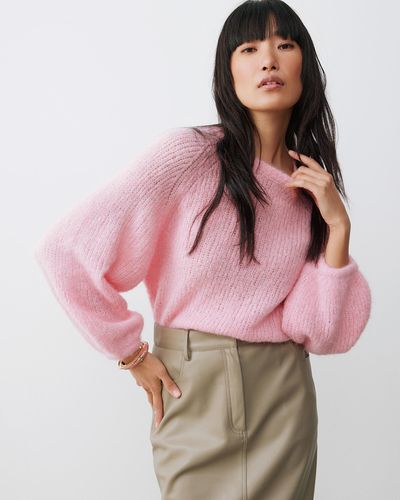 Oliver Bonas Fluffy Knitted Jumper, Size 18 - Pink