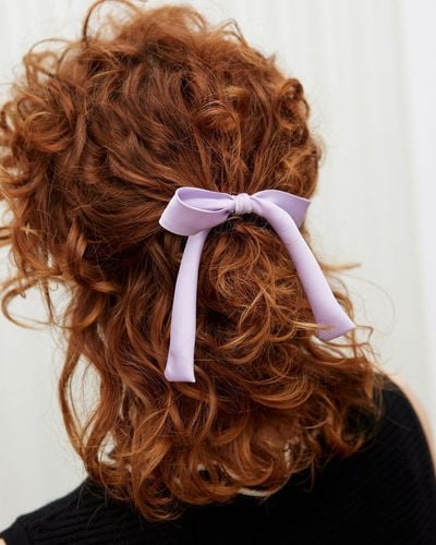 Oliver Bonas Delilah Lilac Bow Elastic Hair Tie - Brown