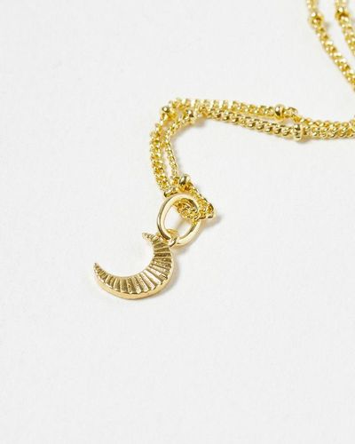 Oliver Bonas Clara Beaded Chain Plated Pendant Necklace - White