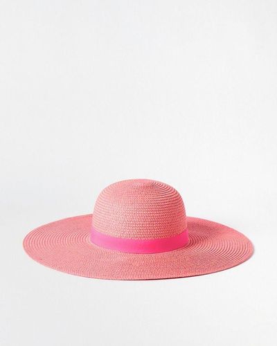 Oliver Bonas Twist Floppy Straw Hat - Pink