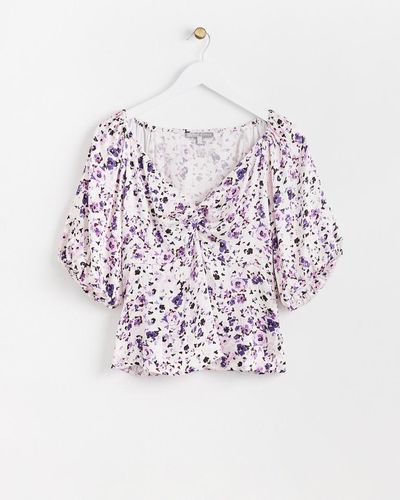 Oliver Bonas Ditsy Floral Lilac Top - White